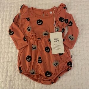 SOLD!! NWT Kyte Baby Bamboo Long Sleeve Halloween Pumpkin Bubble Romper 3-6M
